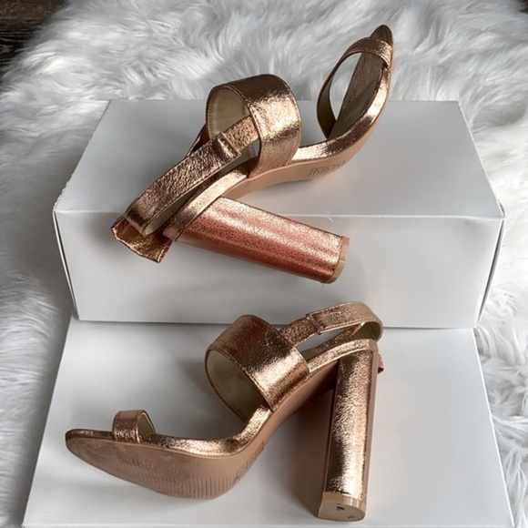 Missguided Rose Gold Open Toe Heels Sandals 7 6.5​​ - Picture 6 of 14